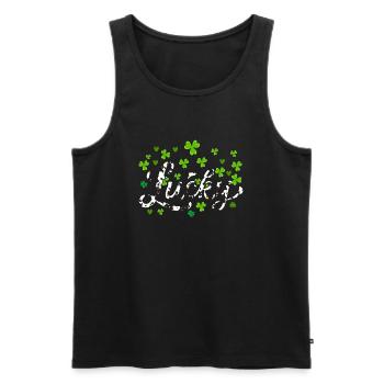 Lucky St Patricks Day, Leopardenblattklee - Männer Premium Bio Tank Top - Schwarz - Vorne - Michal (187cm)