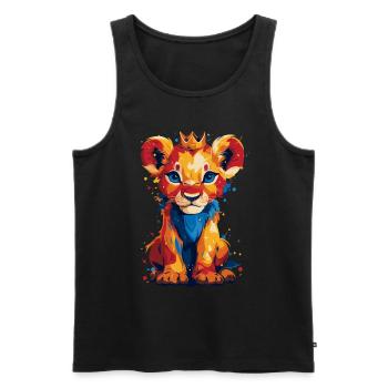 Lion Prince - Männer Premium Bio Tank Top - Schwarz - Vorne - Michal (187cm)