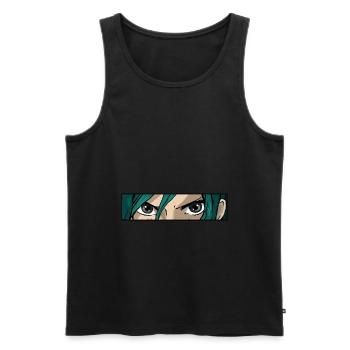 Anime Girl yeux - Débardeur bio Premium Homme - noir - Devant - Michal (187cm)