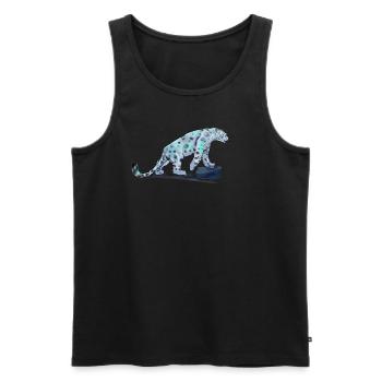 Blauer Schneeleopard - Männer Premium Bio Tank Top - Schwarz - Vorne - Michal (187cm)