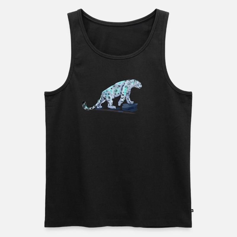 Blauer Schneeleopard - Männer Premium Bio Tank Top - Schwarz