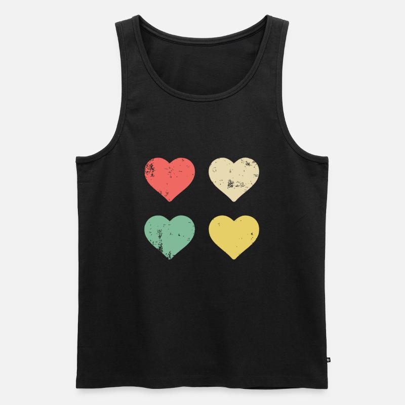 Hearts Pattern Saint-Valentin Mignon Love V-Day - Débardeur bio Premium Homme - noir