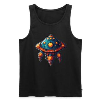 Fantasievolles Raumschiff fliegende Untertasse - Männer Premium Bio Tank Top - Schwarz - Vorne - AI Model Male 178 light (178cm)