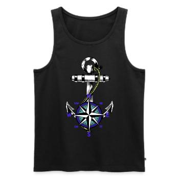 Anker Nautik Maritim Seemann Kompass Ahoi - Men's Premium Organic Tank Top - black - Front - AI Model Male 178 light (178cm)