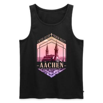 Aachen Germany City Skyline Home Love - Men's Premium Organic Tank Top - black - Front - AI Model Male 178 light (178cm)