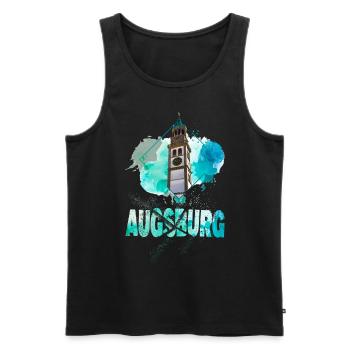 Augsburg Deutschland Stadt Skyline Splash Bunt - Männer Premium Bio Tank Top - Schwarz - Vorne - Michal (187cm)