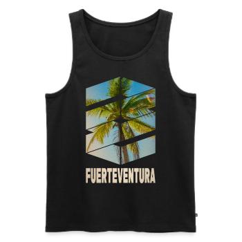 Fuerteventura Sommer Sonne Strand Meer Palmen - Männer Premium Bio Tank Top - Schwarz - Vorne - AI Model Male 178 light (178cm)