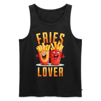 frites amour frise l’amant frits visage - Débardeur bio Premium Homme - noir - Devant - AI Model Male 178 light (178cm)