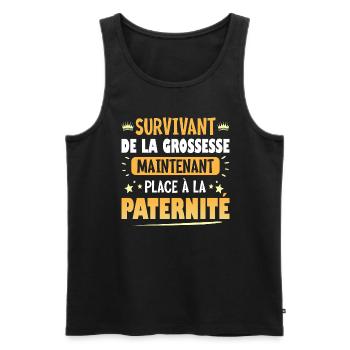 Humour Paternité Après Grossesse Jeune Papa 2024 - Débardeur bio Premium Homme - noir - Devant - Michal (187cm)
