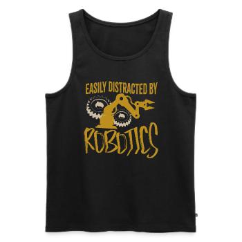 Distracted by Robots Funny Mechanic Engineer - Men's Premium Organic Tank Top - black - Front - AI Model Male 178 light (178cm)