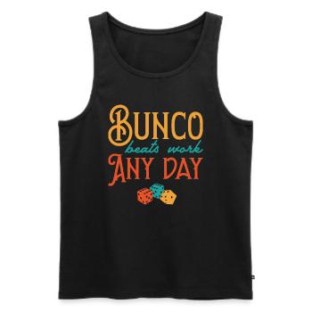 Bunco schlägt Arbeit jeden Tag - Männer Premium Bio Tank Top - Schwarz - Vorne - Michal (187cm)