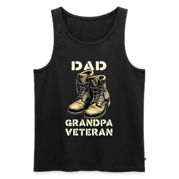Papa Grand-père Vétéran - Débardeur bio Premium Homme - noir - Devant - Michal (187cm)