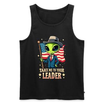 Alien Take Me To Your Leader USA Patriot - Débardeur bio Premium Homme - noir - Devant - AI Model Male 178 light (178cm)
