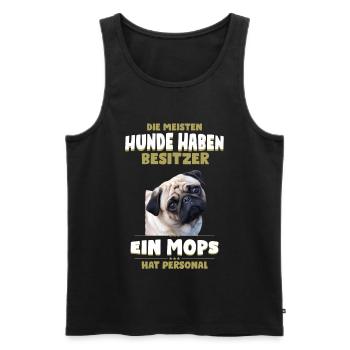 Mops Shirt - Mops Hund TShirt - Männer Premium Bio Tank Top - Schwarz - Vorne - AI Model Male 178 light (178cm)