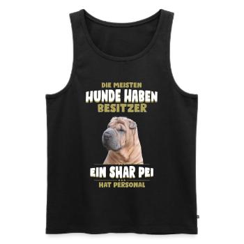 Shar Pei Tshirt - Shar Pei Hund Shirt - Männer Premium Bio Tank Top - Schwarz - Vorne - AI Model Male 178 light (178cm)