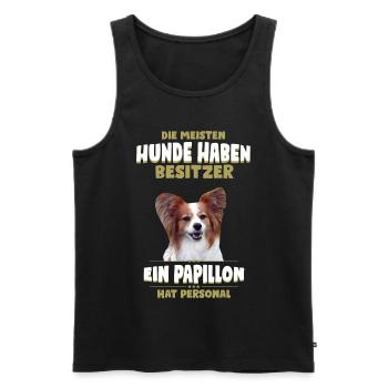 Papillon Tshirt - Papillon Hund Shirt - Männer Premium Bio Tank Top - Schwarz - Vorne - AI Model Male 178 light (178cm)