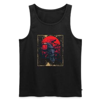 Gothic Skull-Red Moon-Black Crow - Men's Premium Organic Tank Top - black - Front - AI Model Male 178 light (178cm)