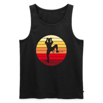 Escalade Alpinisme Rétro Vintage Cadeau - Débardeur bio Premium Homme - noir - Devant - Michal (187cm)