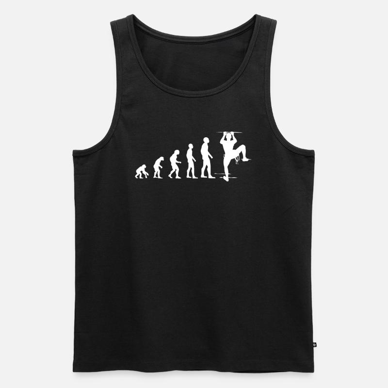 Klettern Evolution Lustig Bergsteigen Geschenk - Männer Premium Bio Tank Top - Schwarz