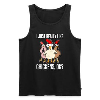 Drôles de poulets Amateurs de poulet disant cadeau - Débardeur bio Premium Homme - noir - Devant - Michal (187cm)