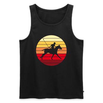 Polo Sport Equestre Retro Vintage Cadeau - Débardeur bio Premium Homme - noir - Devant - Michal (187cm)