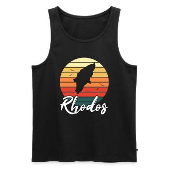 Rhodes Island Carte Grèce Retro Cadeau - Débardeur bio Premium Homme - noir - Devant - Michal (187cm)