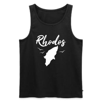 Rhodes Carte Île grecque Cadeau de Noël - Débardeur bio Premium Homme - noir - Devant - AI Model Male 178 light (178cm)