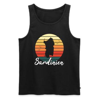 Sardaigne Île Italie Cadeau Rétro de Vacances - Débardeur bio Premium Homme - noir - Devant - Michal (187cm)