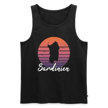 Sardaigne Île Italie Cadeau Rétro de Vacances - Débardeur bio Premium Homme - noir - Devant - Michal (187cm)