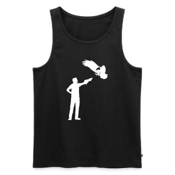 Fauconnier avec cadeau de fauconnerie d’oiseau de proie - Débardeur bio Premium Homme - noir - Devant - AI Model Male 178 light (178cm)