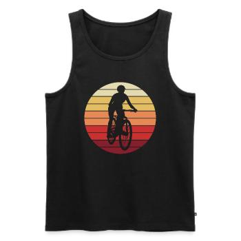 Radfahrerin Mountainbike Fahrer Retro Geschenk - Männer Premium Bio Tank Top - Schwarz - Vorne - AI Model Male 178 light (178cm)