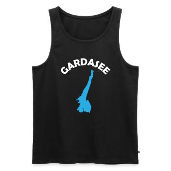 Esthétique Lac de Garde Italie Cadeau d’amoureux - Débardeur bio Premium Homme - noir - Devant - Michal (187cm)