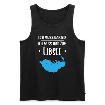 "Ich muss nur zum Eibsee" - Berge und See Design - Männer Premium Bio Tank Top - Schwarz - Vorne - Michal (187cm)