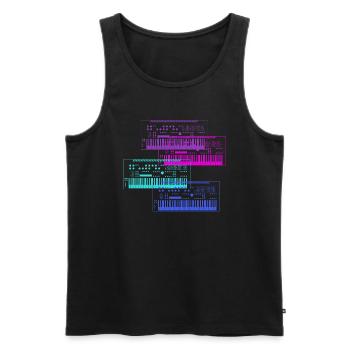 Synthesizer Sammlung Musik Design - Männer Premium Bio Tank Top - Schwarz - Vorne - Michal (187cm)