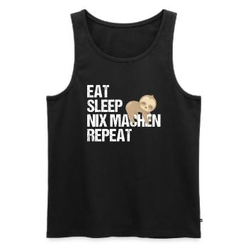 Faulbär Tagesroutine Deutsch Humor Geschenk - Männer Premium Bio Tank Top - Schwarz - Vorne - Michal (187cm)