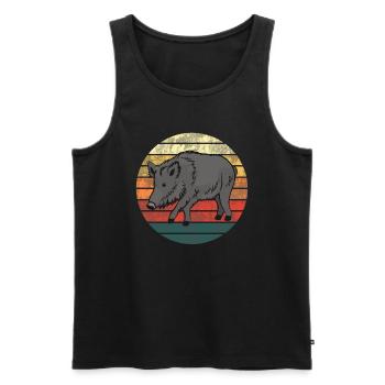 Majestic Wild Boar Forest Lover Gift - Men's Premium Organic Tank Top - black - Front - AI Model Male 178 light (178cm)