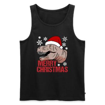 T-Rex Christmas Happiness Primeval Festive Fun - Men's Premium Organic Tank Top - black - Front - Michal (187cm)