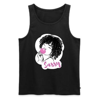 Sassy Chic with Afro Charm - Men's Premium Organic Tank Top - black - Front - AI Model Male 178 light (178cm)