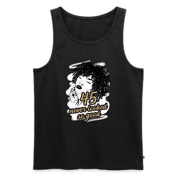 45 and Magnificent Celebrations - Men's Premium Organic Tank Top - black - Front - AI Model Male 178 light (178cm)