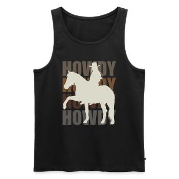 Howdy! Westernreiter Gruß und Spaß - Männer Premium Bio Tank Top - Schwarz - Vorne - AI Model Male 178 light (178cm)