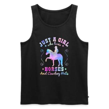 Pferdeliebe - Stilvoller Western-Charme - Männer Premium Bio Tank Top - Schwarz - Vorne - AI Model Male 178 light (178cm)