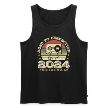 Idée Cadeau Anniversaire Vintage Original 2024 - Débardeur bio Premium Homme - noir - Devant - Michal (187cm)