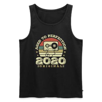 Idée Cadeau Anniversaire Vintage Original 2020 - Débardeur bio Premium Homme - noir - Devant - Michal (187cm)