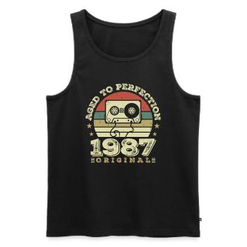 Idée Cadeau Anniversaire Vintage Original 1987 - Débardeur bio Premium Homme - noir - Devant - Michal (187cm)