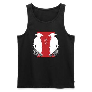 Samurai Duell Spiegelung Kampf Ästhetik - Männer Premium Bio Tank Top - Schwarz - Vorne - Michal (187cm)