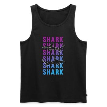Proud Shark Sea Deep Explorer Gift - Men's Premium Organic Tank Top - black - Front - AI Model Male 178 light (178cm)