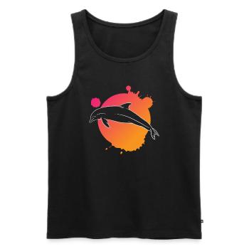 Stylish Dolphin Art Paint Splash - Men's Premium Organic Tank Top - black - Front - AI Model Male 178 light (178cm)