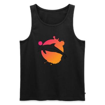 Stylish Dolphin Art Paint Splash - Men's Premium Organic Tank Top - black - Front - AI Model Male 178 light (178cm)