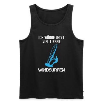 Lieber Windsurfen - Jetzt - Männer Premium Bio Tank Top - Schwarz - Vorne - Michal (187cm)