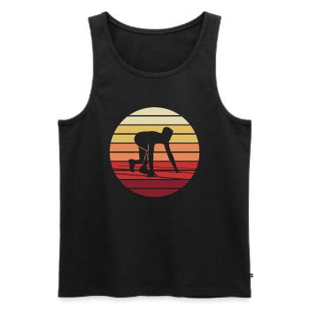 Sprintstart Sonnenuntergang Leichtathletik - Männer Premium Bio Tank Top - Schwarz - Vorne - Michal (187cm)
